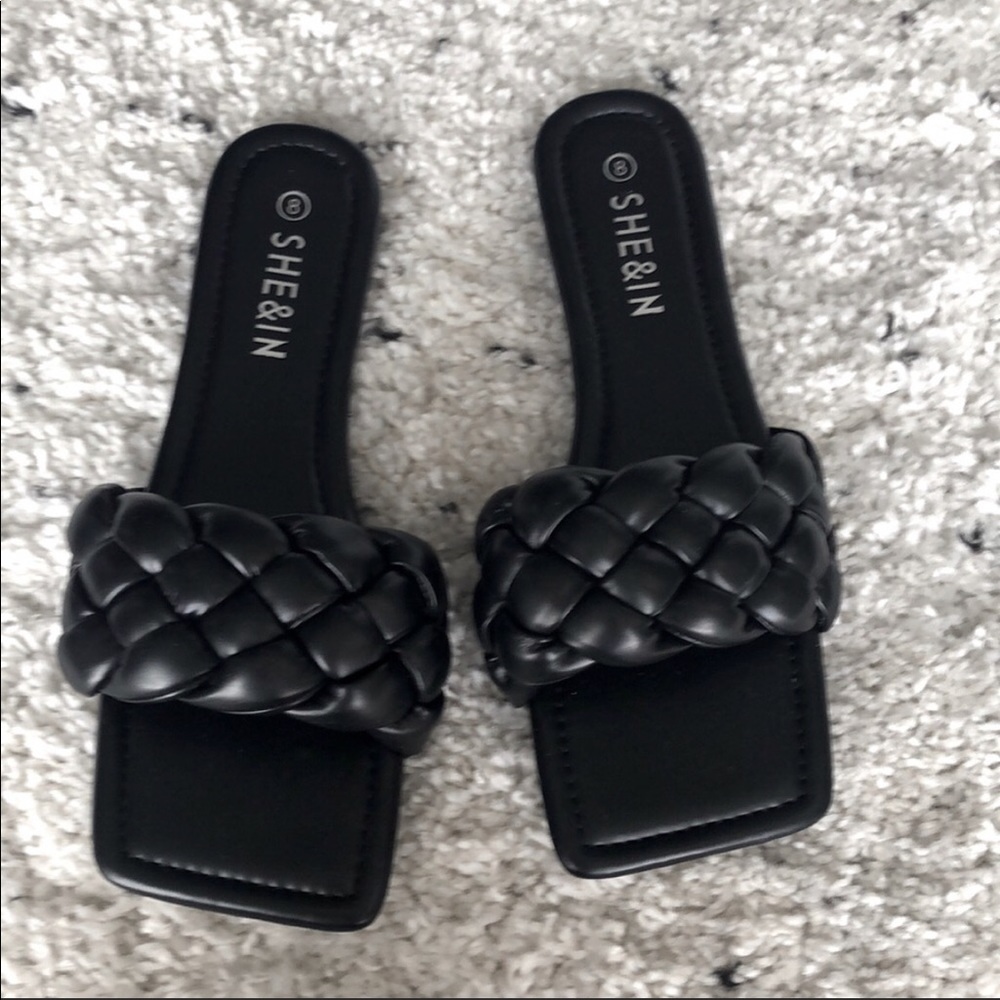 Never worn padded braided sandals